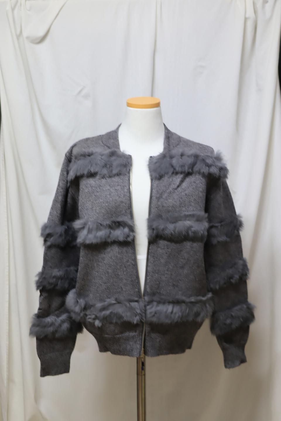 토끼털 회색 집업 니트