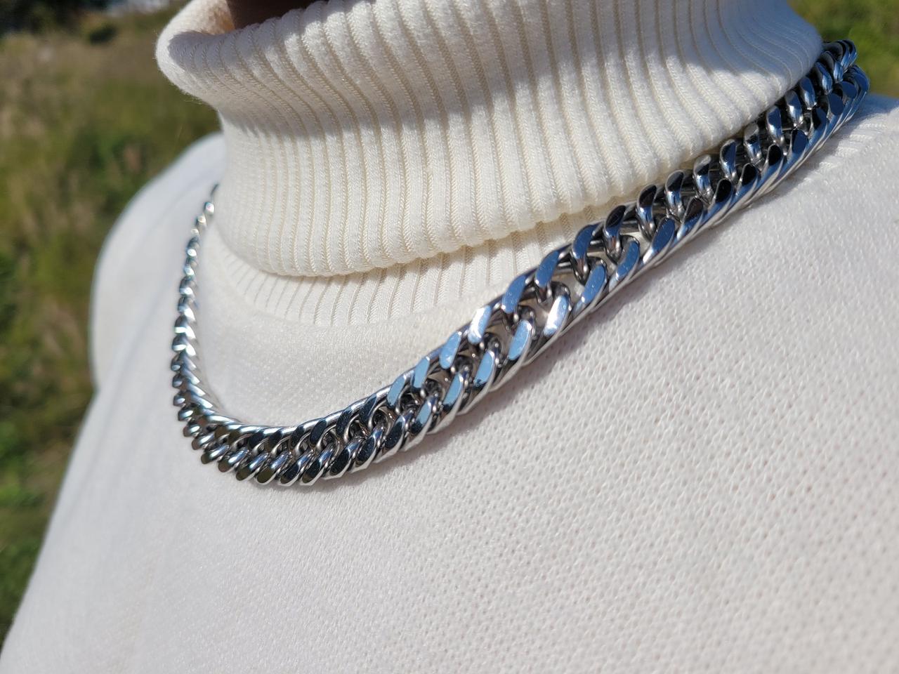 써지컬 스틸 실버 두겹 체인 목걸이