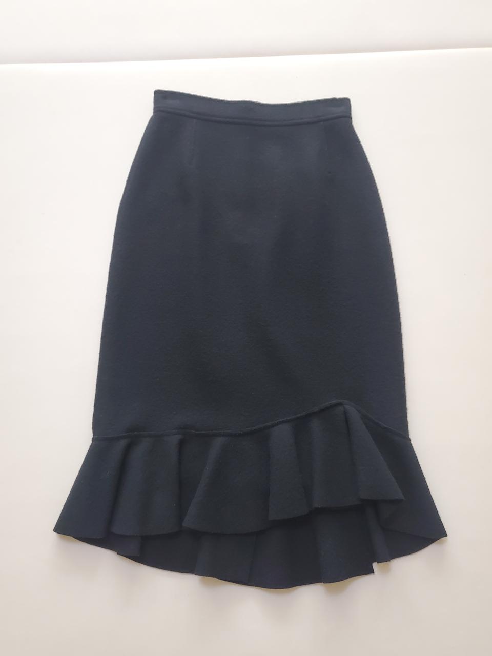 정품 프라다 프릴스커트 울 검정 38  (55)