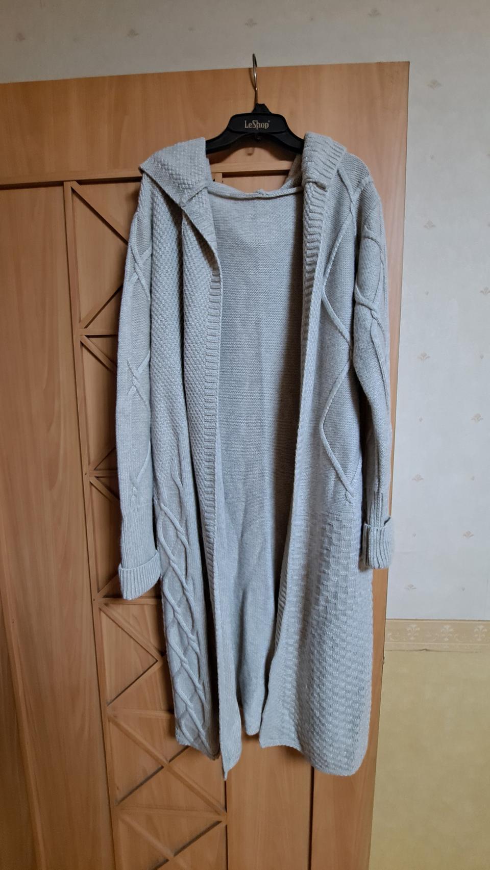 니트 롱 후드코트 F