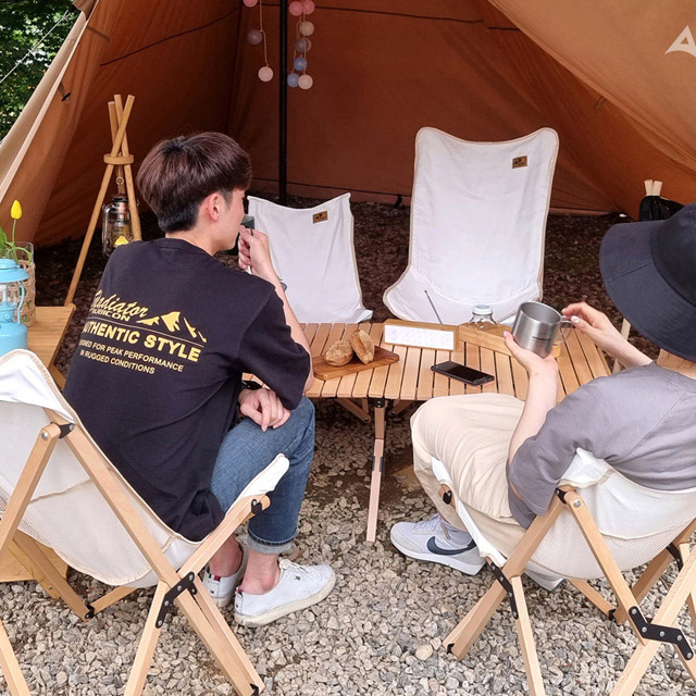 캔버스 우드 릴렉스 캠핑의자 L