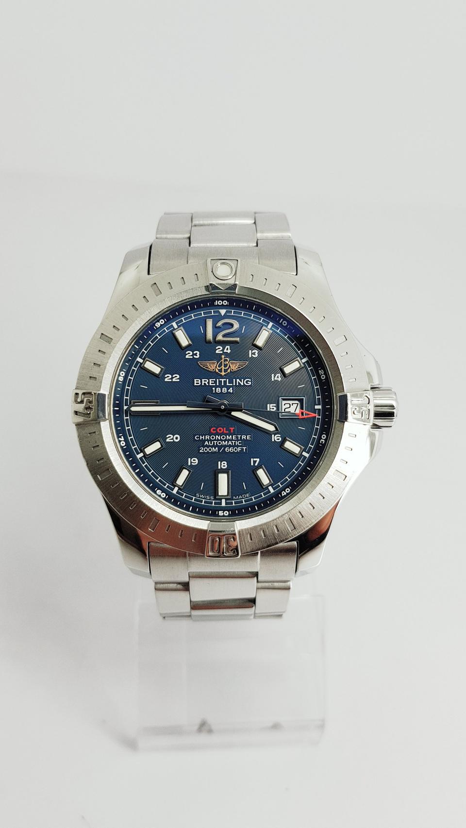 안전 브라이틀링 콜트 오토매틱 청판 남성 메탈시계(롯데코엑스정품/상태S급