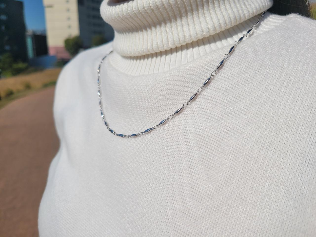 써지컬스틸 쌀알 실버 여자 체인 목걸이