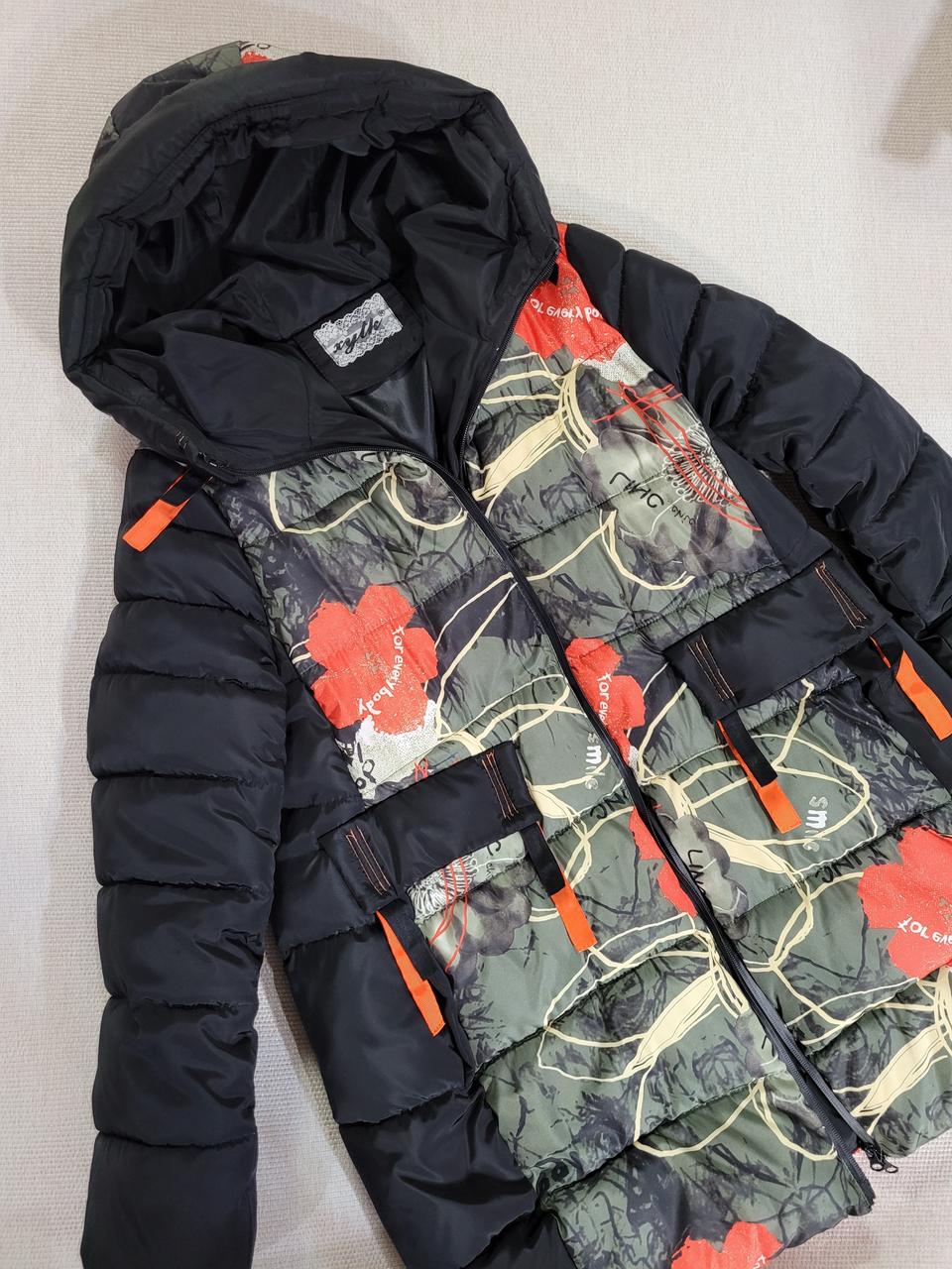 여성패딩-일러스트 블랙 패딩