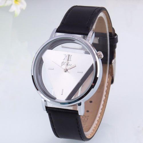 NEW 은색 삼각 검정 가죽 손목 시계 블랙 공용 패션 선물 포인트 시게 시개 학생