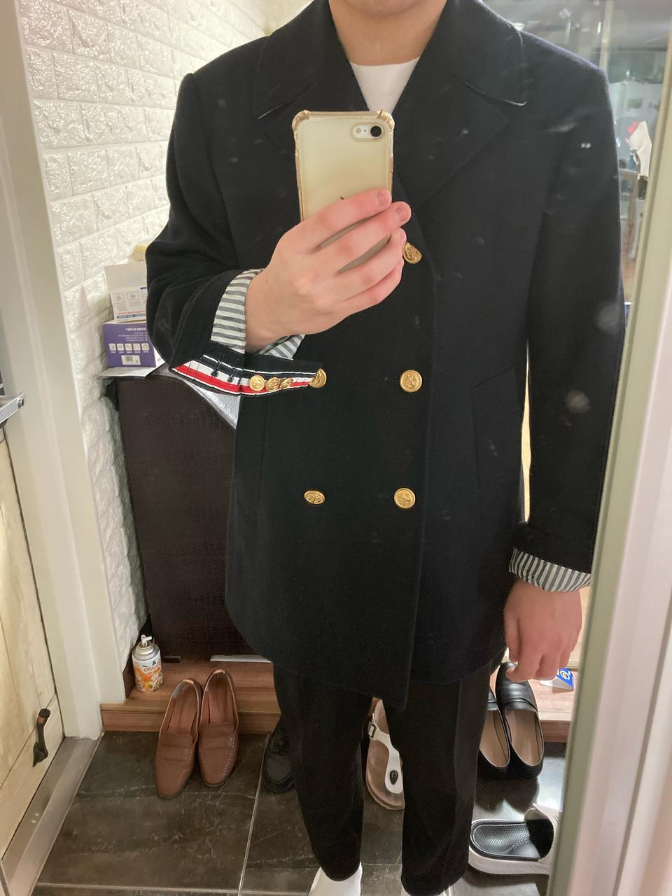 톰브라운 더블버튼 금장 피코트 자켓