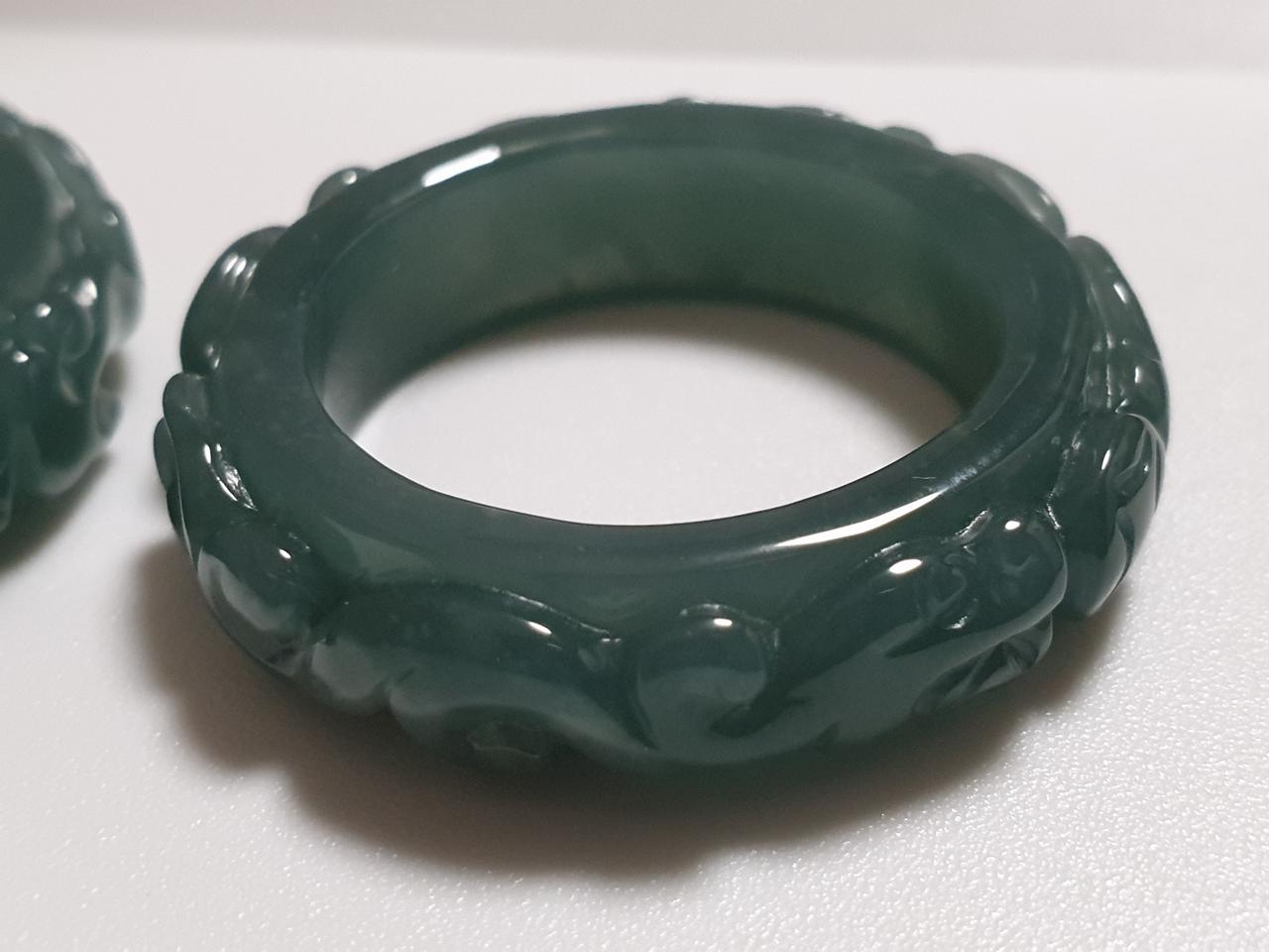 천연 고퀄 Ajade 조각 비취 반지