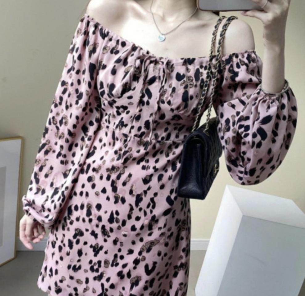 새상품) 핑크 호피 미니원피스(특가)