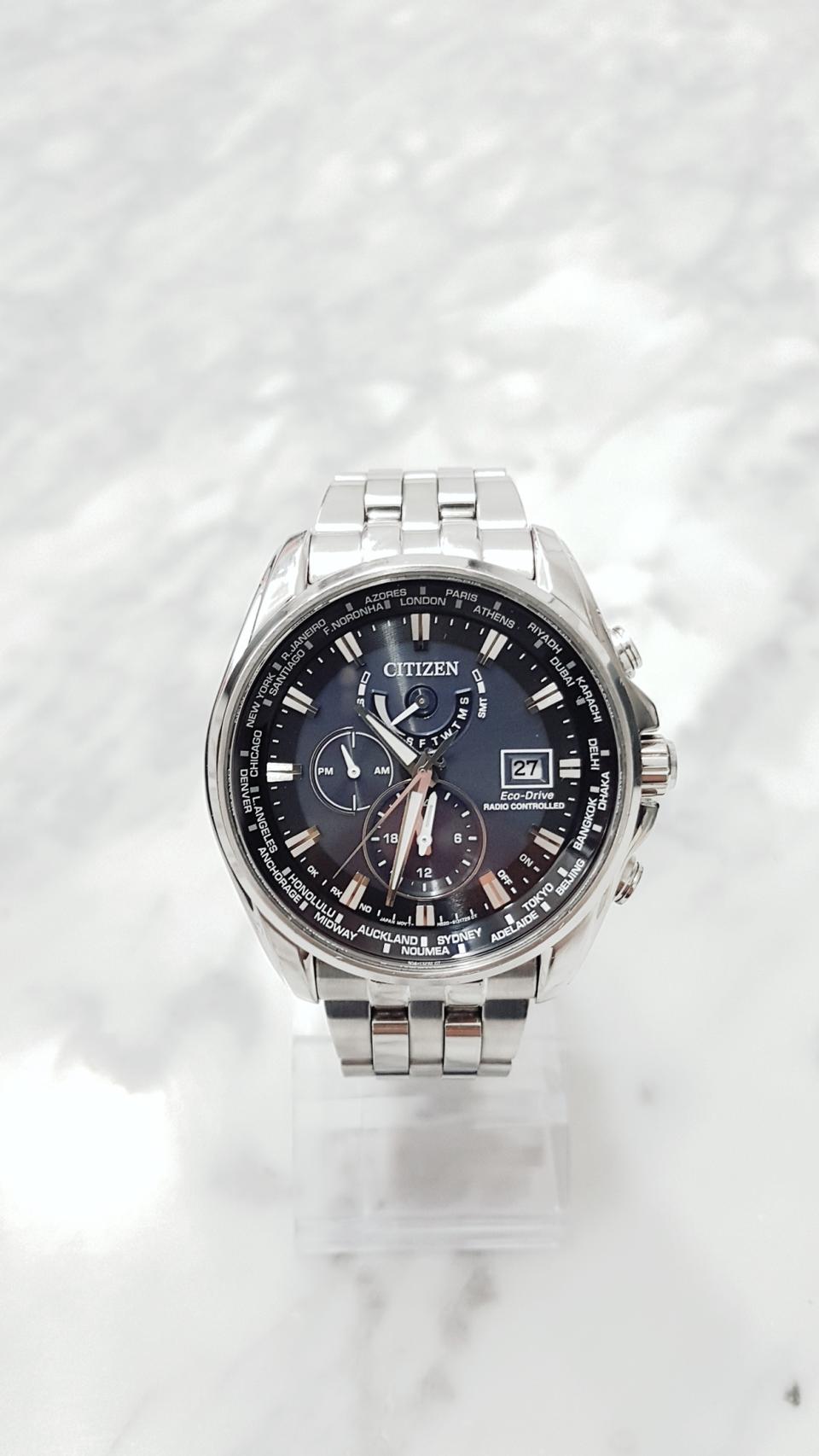 시티즌 라디오컨트롤  남성 메탈시계 at9030-80l(상태최상)