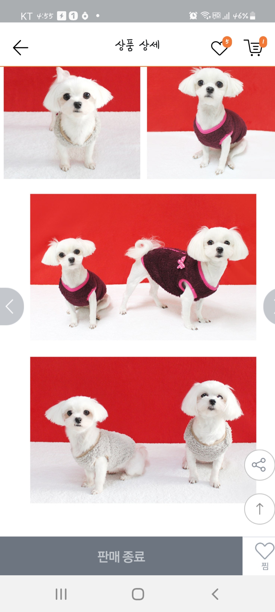 안전 선찬순최저가)s사이즈강아지털옷 아이보리