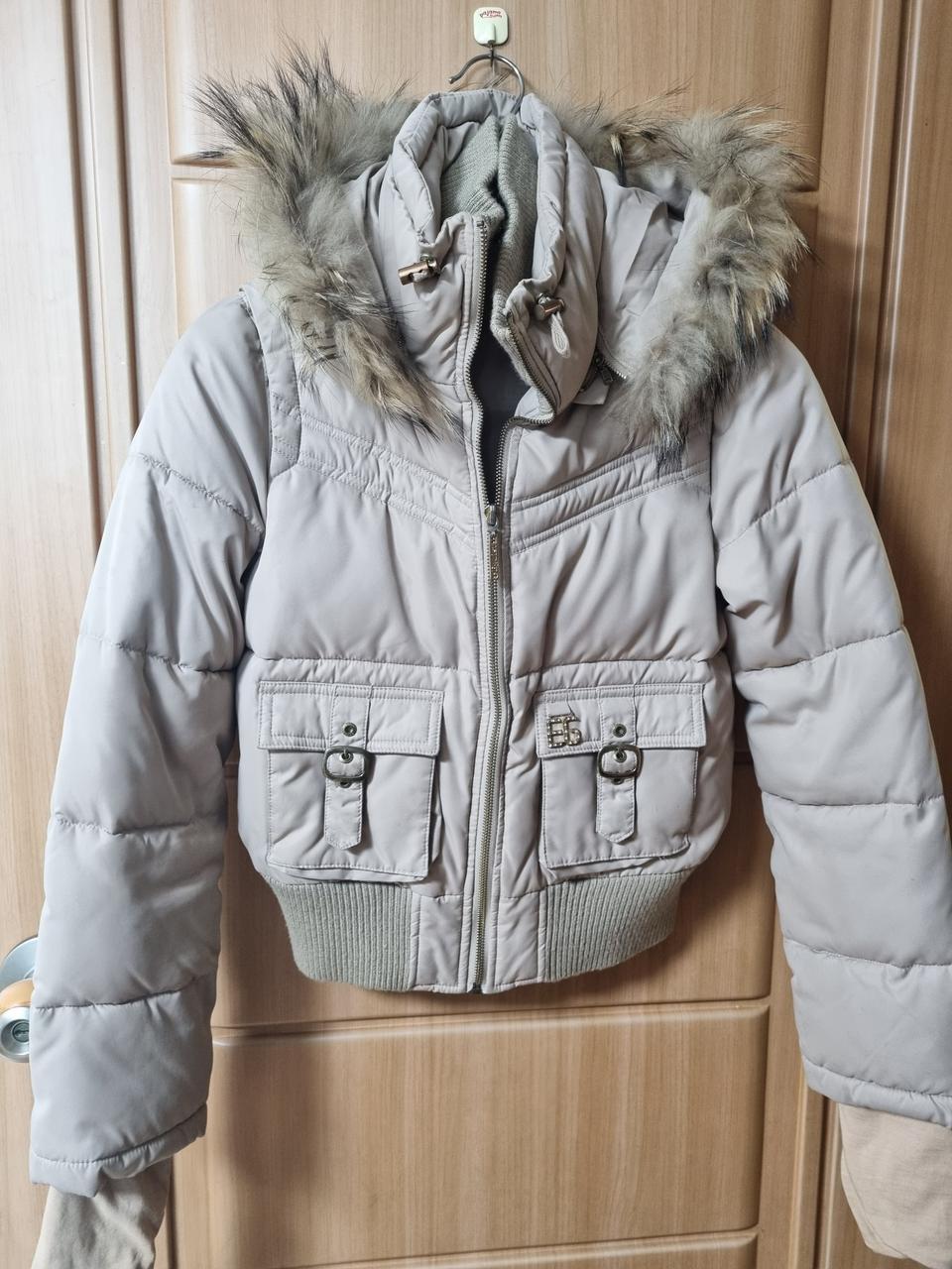 에고이스트 베이지 퍼 후드 숏패딩55size☆택포