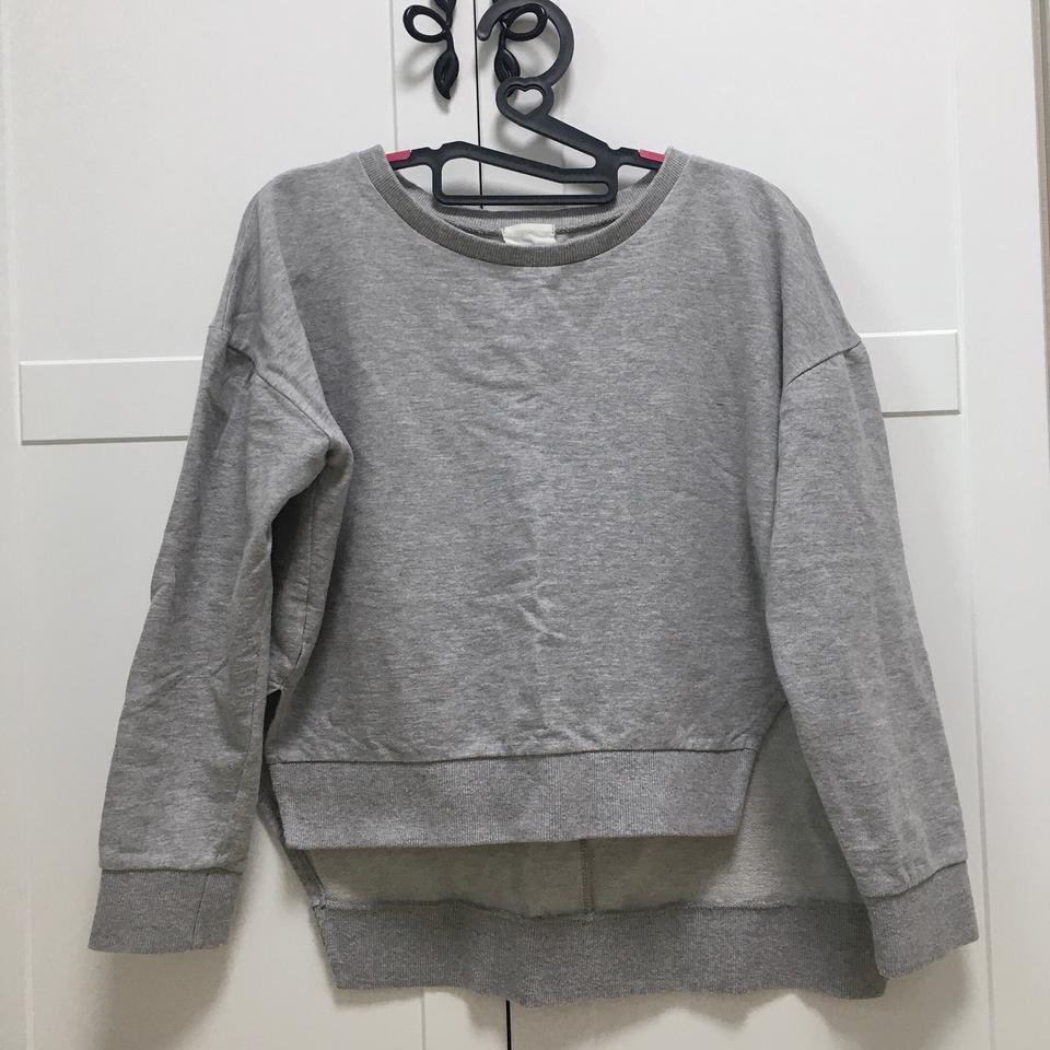 회색긴팔 언발란스 뒤트임 맨투맨