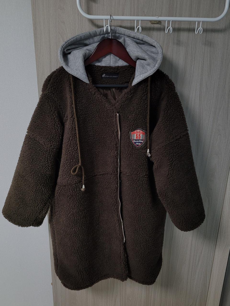 고퀄 후드양털 퍼코트