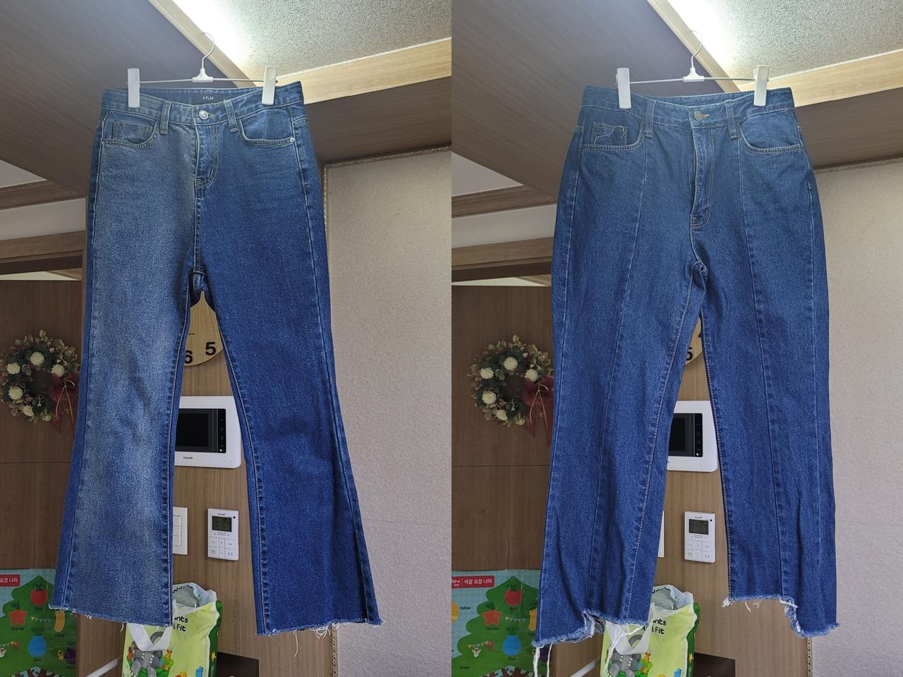 배색청바지 컷팅청바지