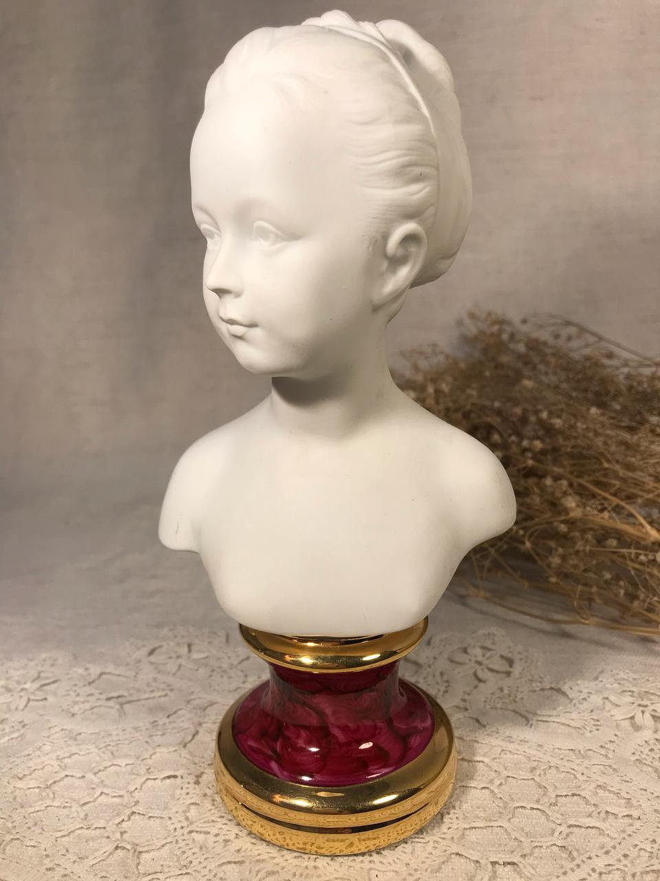 엔틱 20세기 초 리모지 리모쥬 소녀 흉상