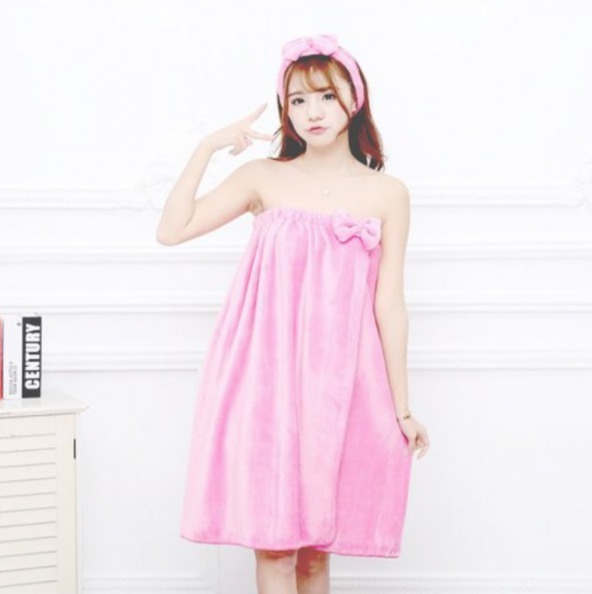 극세사 목욕 샤워 스파가운 목욕머리띠세트