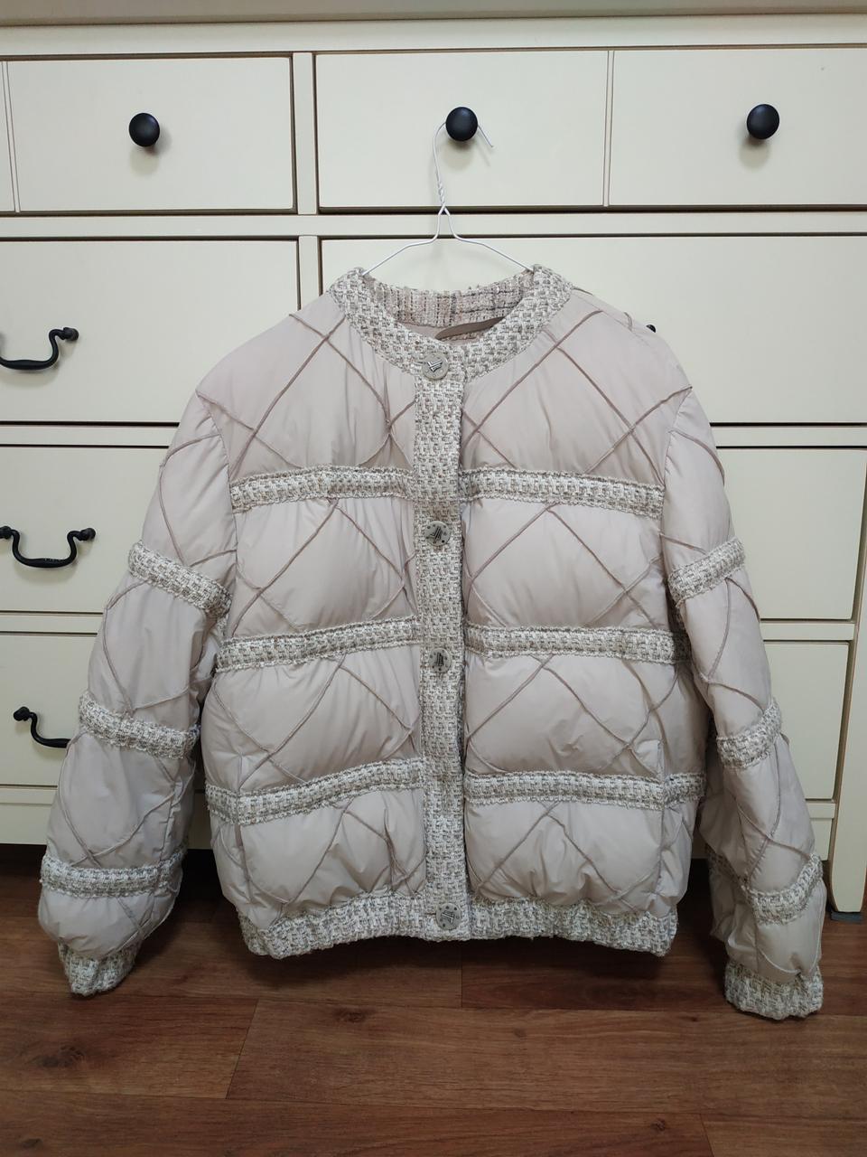 한섬 랑방  트위드  구스패딩 55