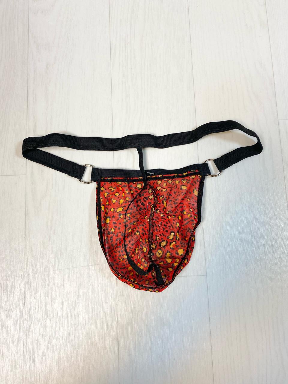 남성용 호피무늬 망사 섹시 티팬티ㅡ프리사이즈 노라인