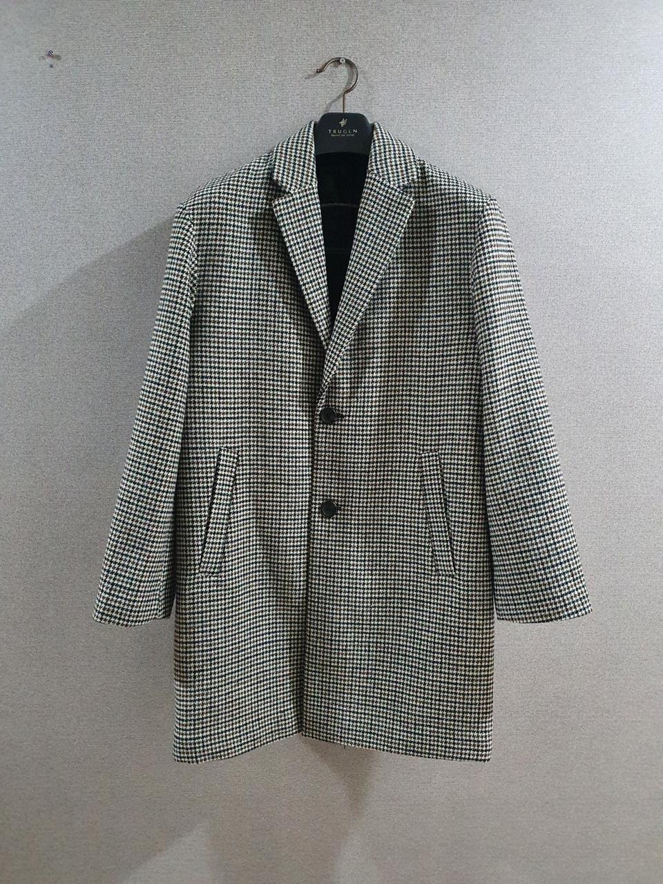 레트로 패턴 2버튼 울혼방 베이직 코트 M L 95~100 새제품