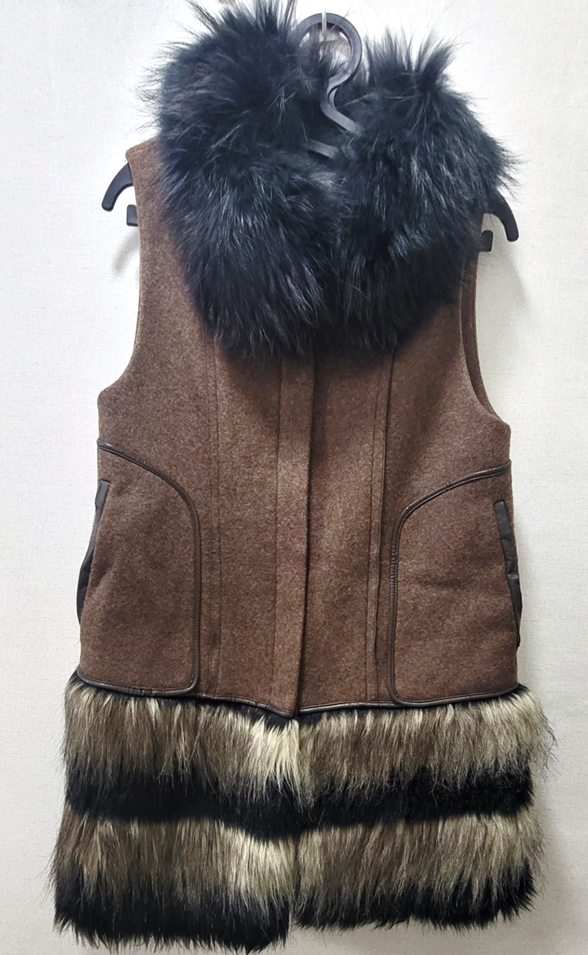 상태최성) 샤트렌 라쿤100% 퍼 베스트 조끼