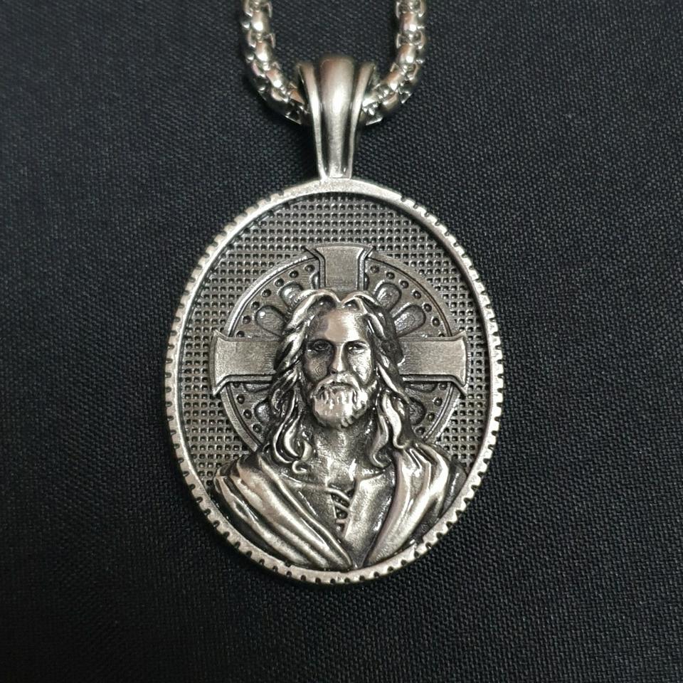 크리스찬 메시아 십자가 펜던트 목걸이 남자 기독교 교회 성물 빈티지