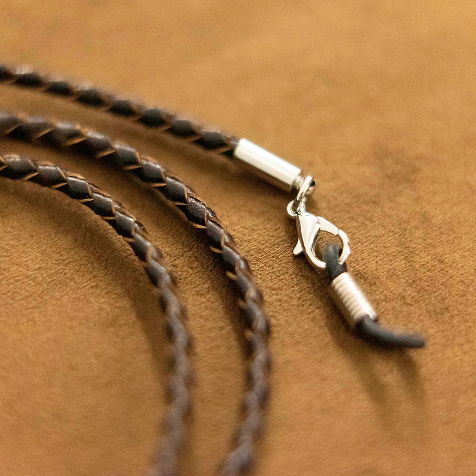 브라운 핸드메이드 꽈배기 소가죽 안경줄 마스크줄 스트랩 알러지 방지