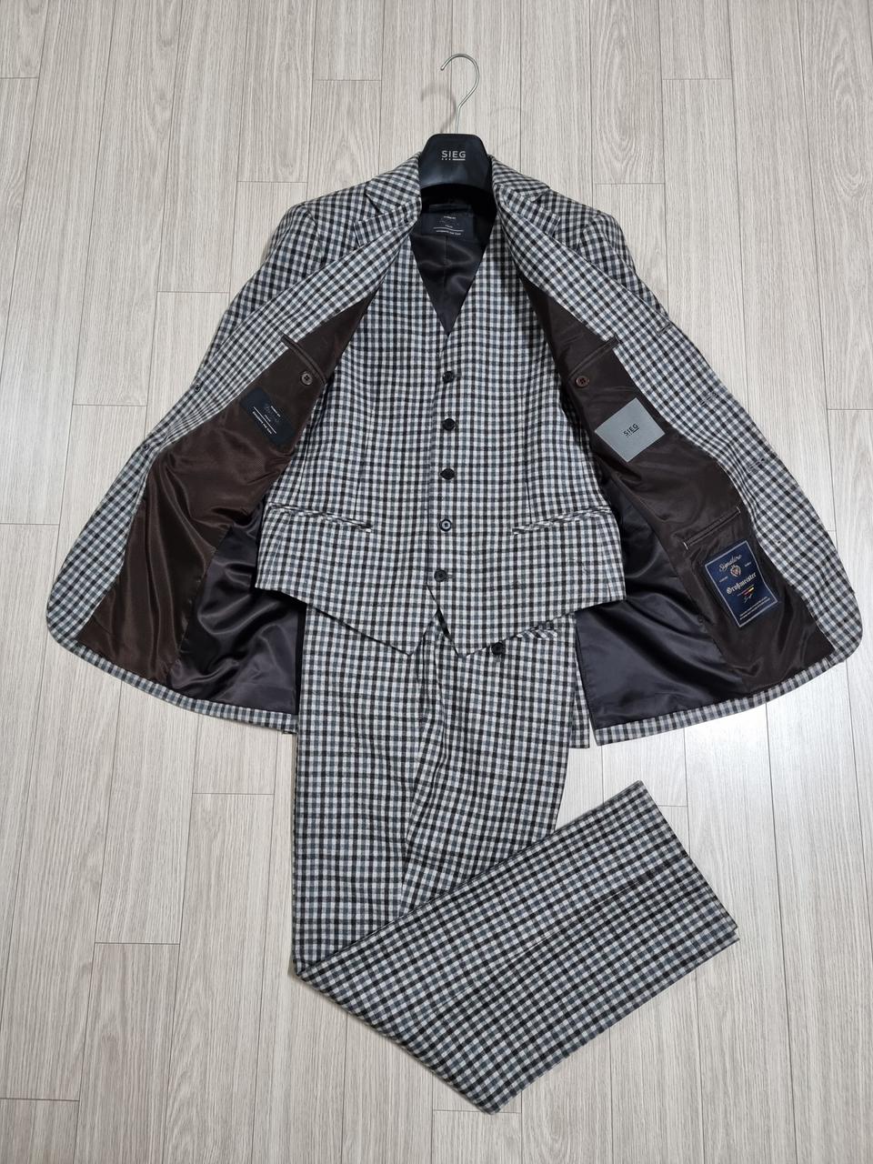 지이크 마르조또 깅엄체크 쓰리피스 정장 수트