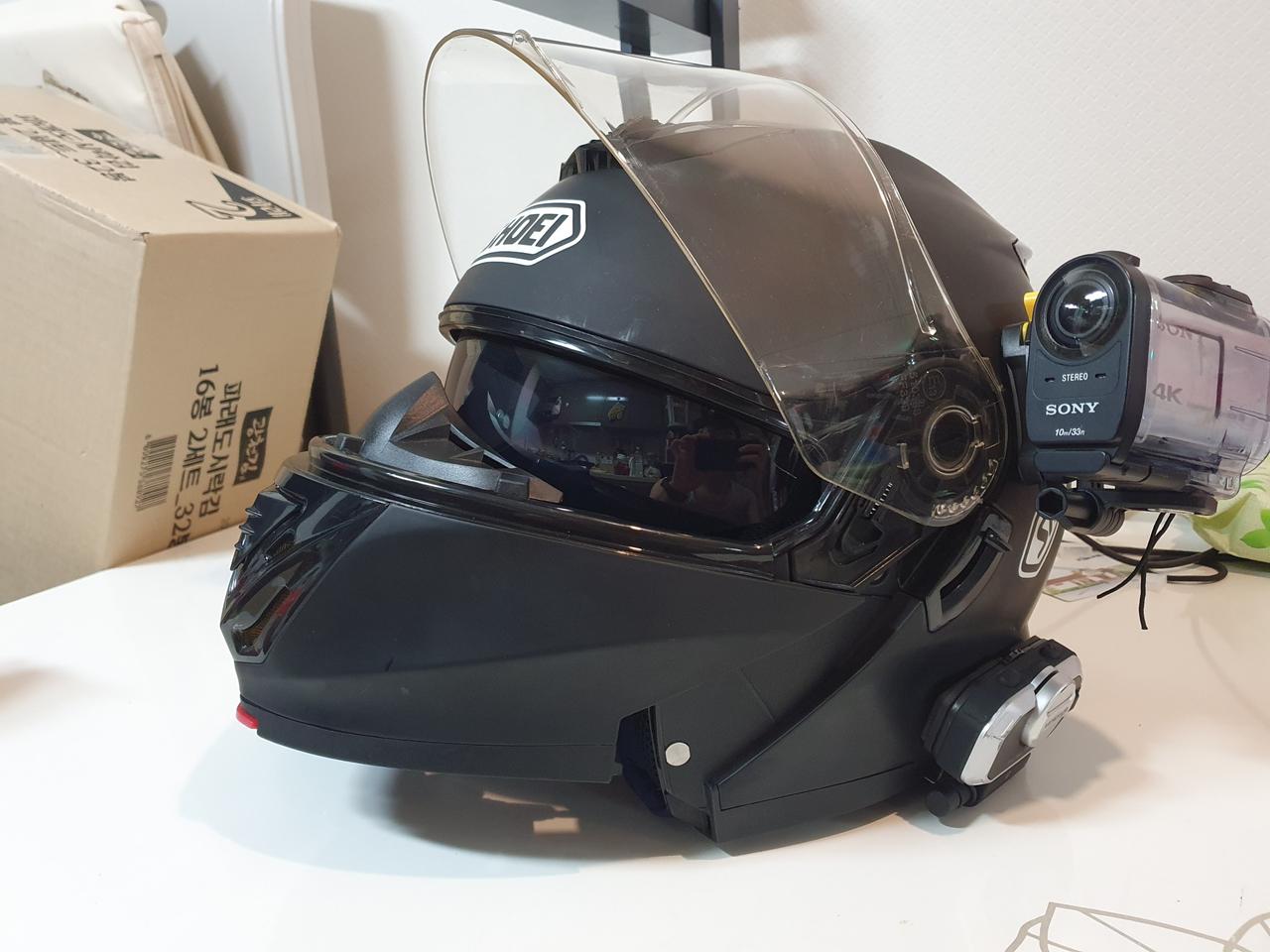 쇼에이 시스템 모듈러 오토바이 스쿠터 헬멧+비모토 V8 블루투스 인터콤+