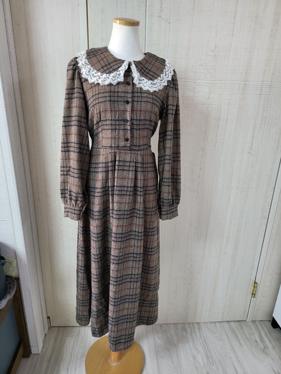 프릴 체크 원피스