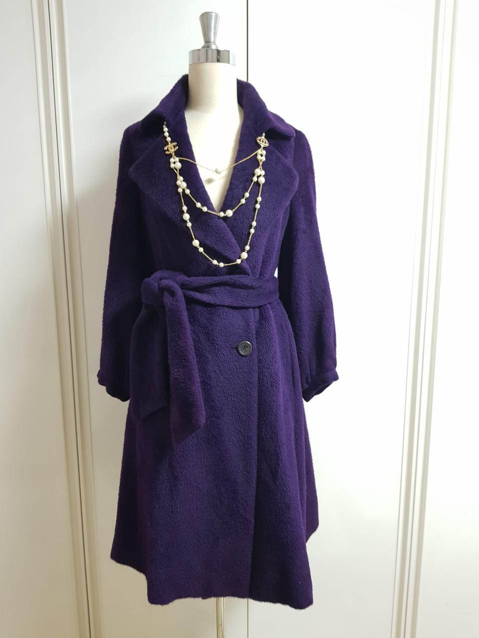 TIME 타임 알파카 100프로 바이올렛 롱코트