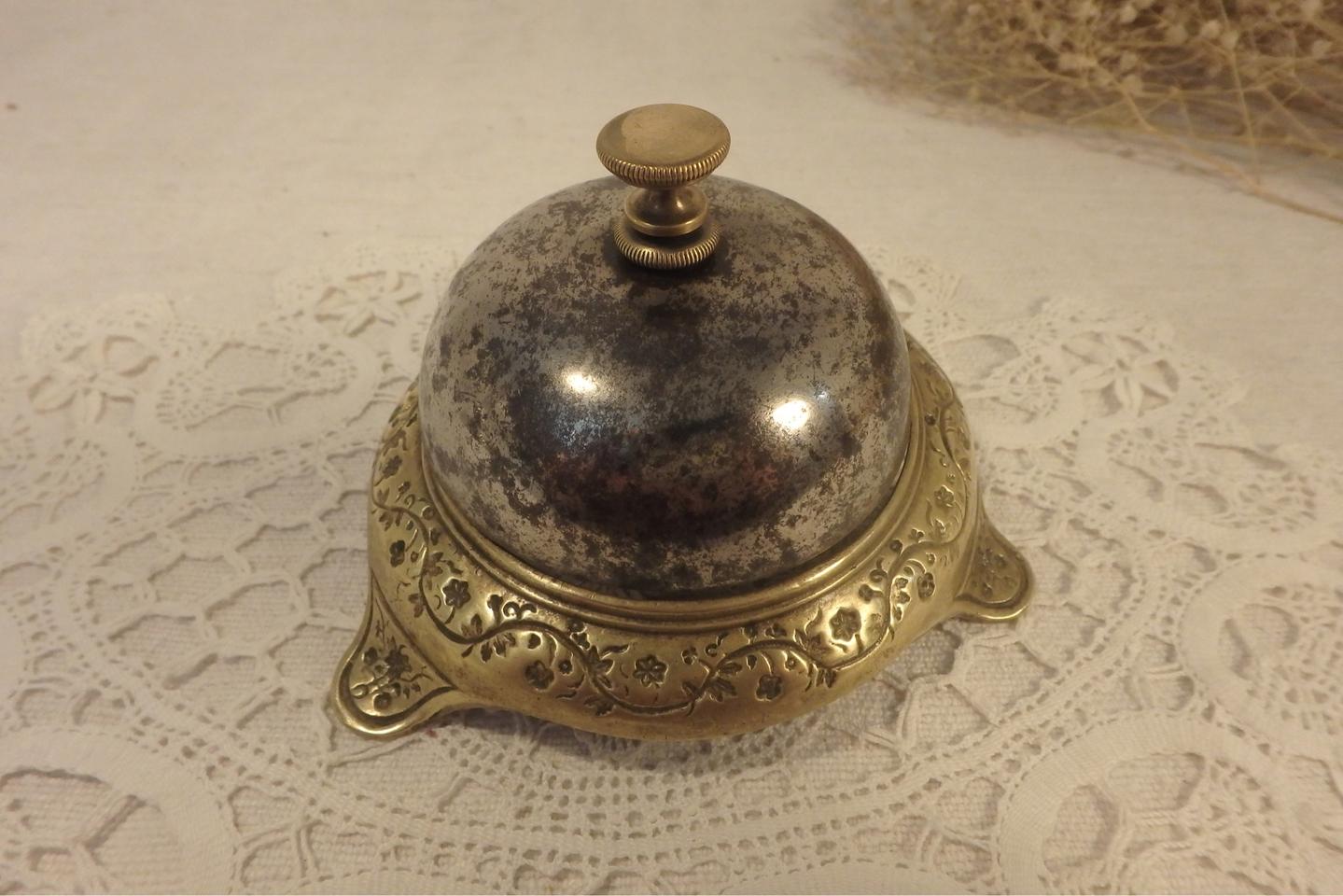 엔틱, 19세기 말 황동 실버플레이트 호텔 리셉션 벨