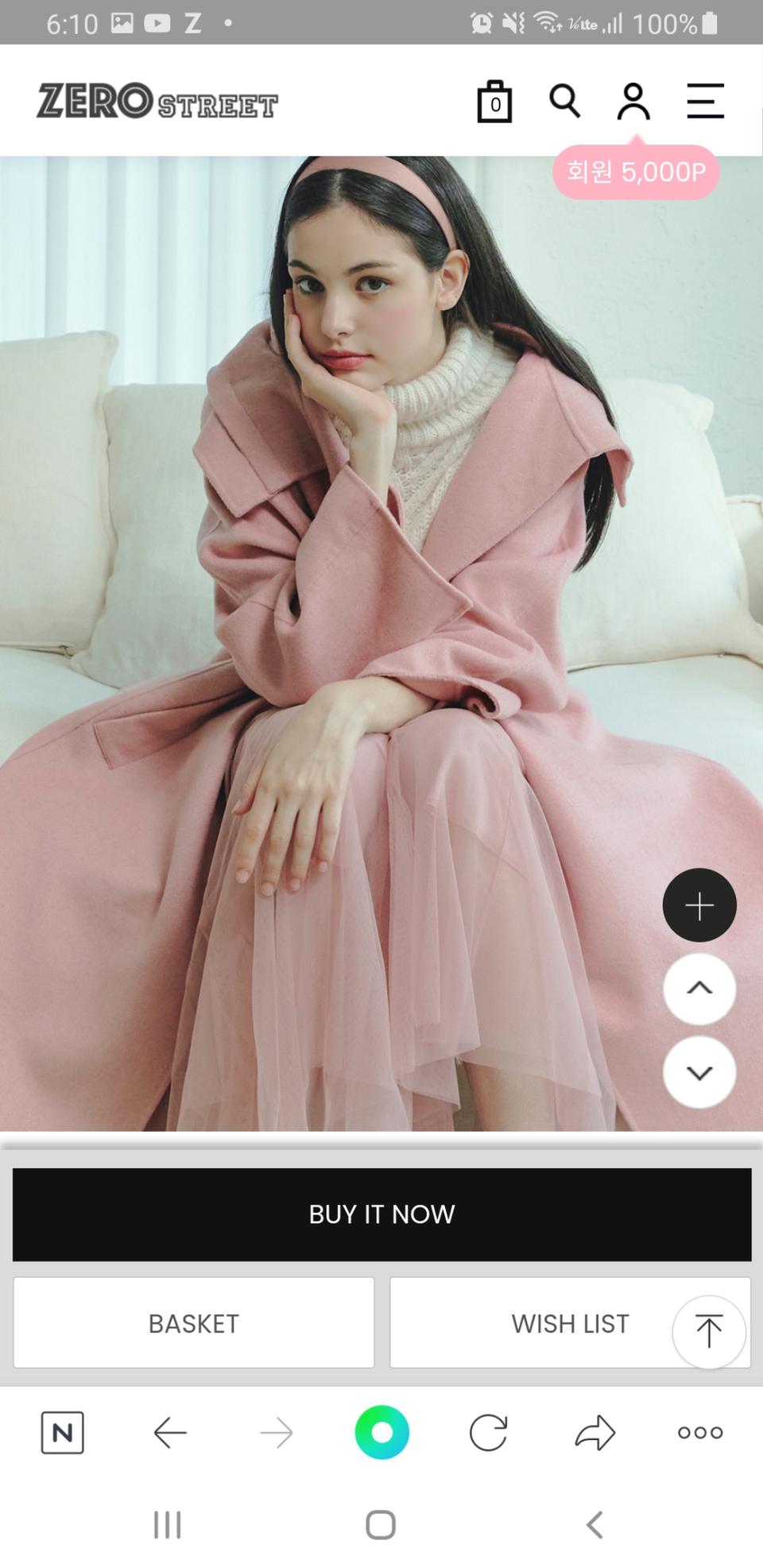 최종!!새상품 30만원대 캐시미어 핸드메이드 코트/  핑크