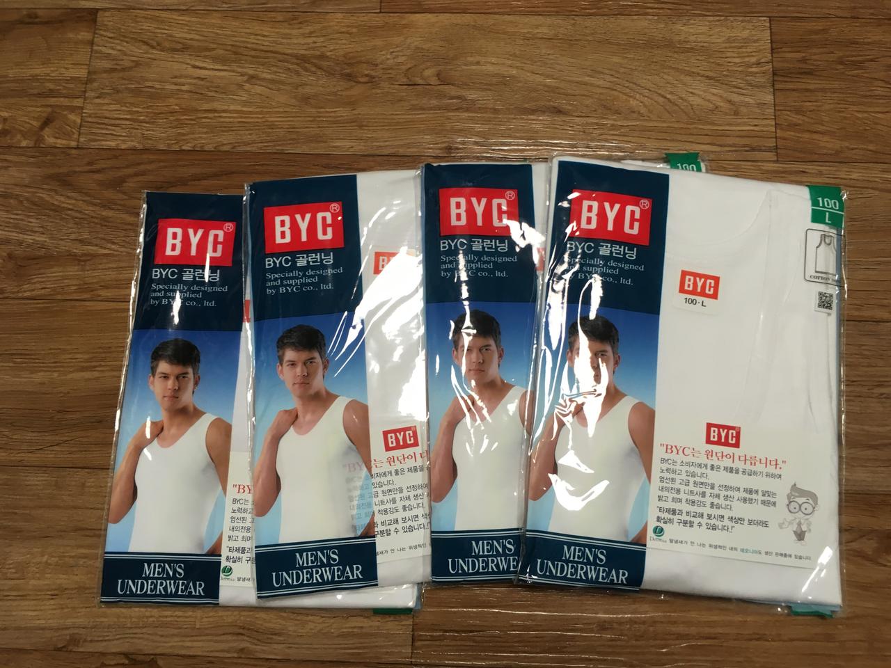 BYC 남자 백색 골런닝 사이즈 100 - 4개 / 일괄 / 택포