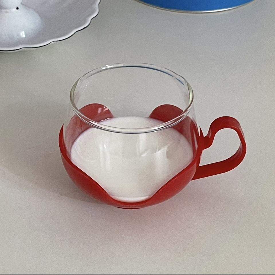 [미사용/빈티지] 카페컵 내열유리잔 유리컵+컵홀더 세트