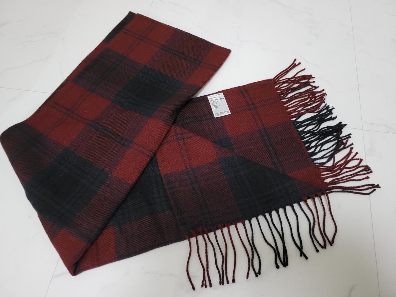 [새상품] 유니클로 히트텍 체크 머플러