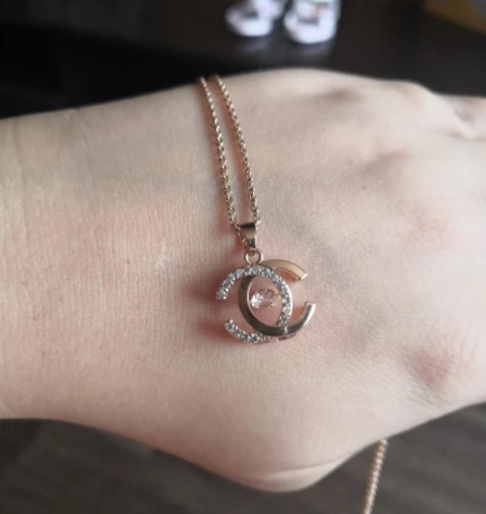 샤넬 로고 명품 큐빅 크리스탈 목걸이  골드목걸이