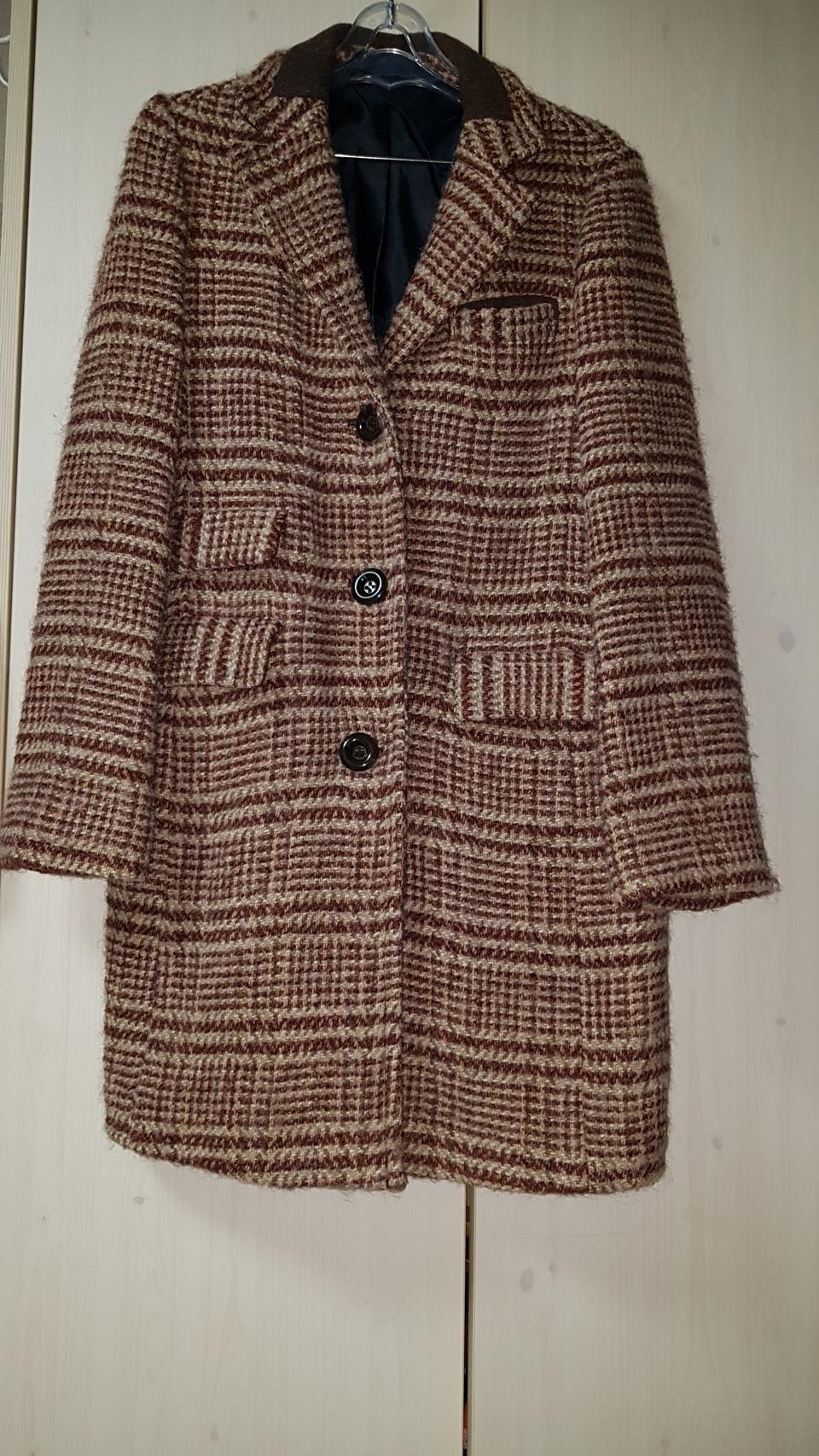 레드체크 니트코트