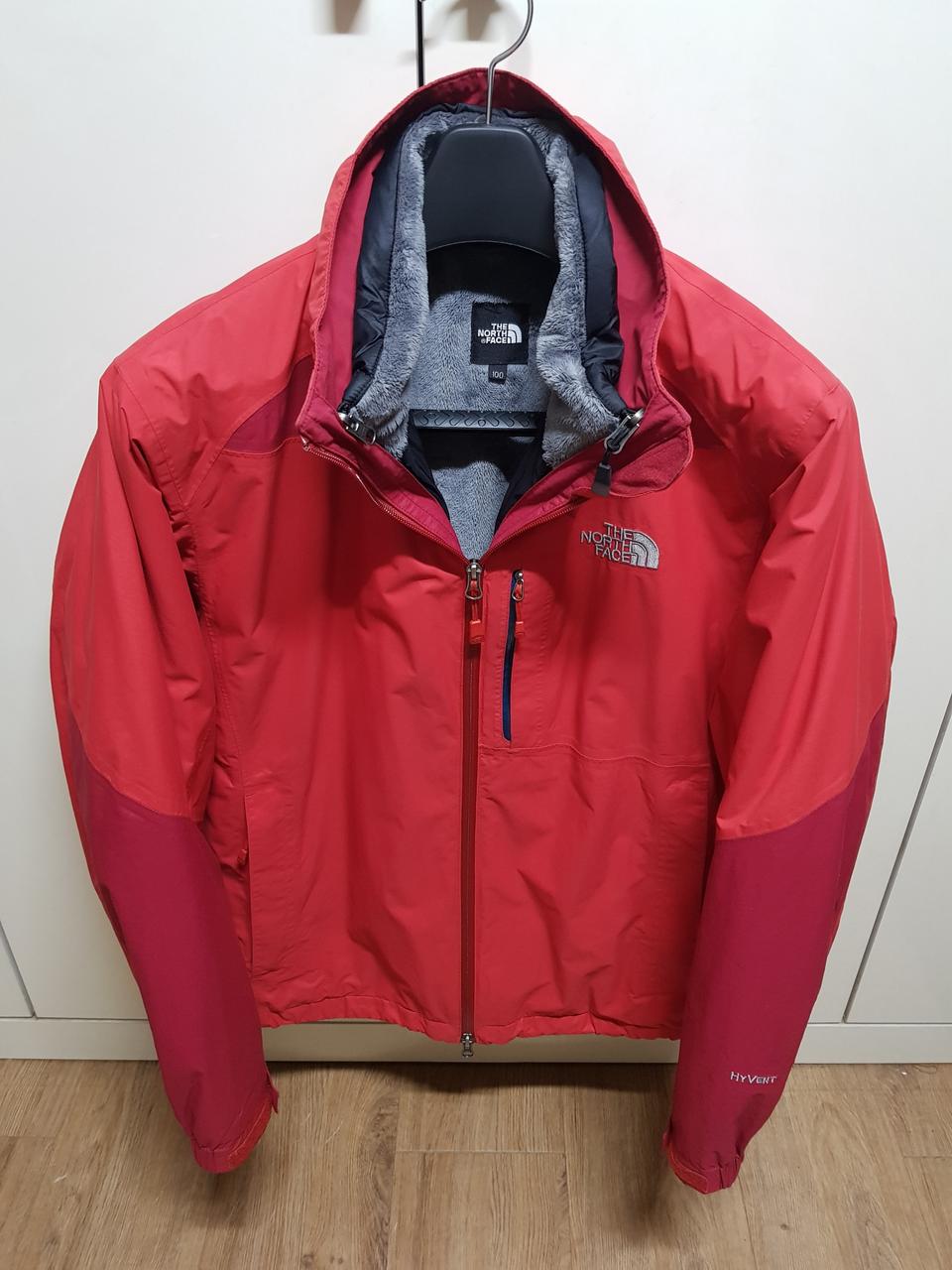 노스페이스 하이벤트바람막이 투톤레드 경량퍼패딩세트 100