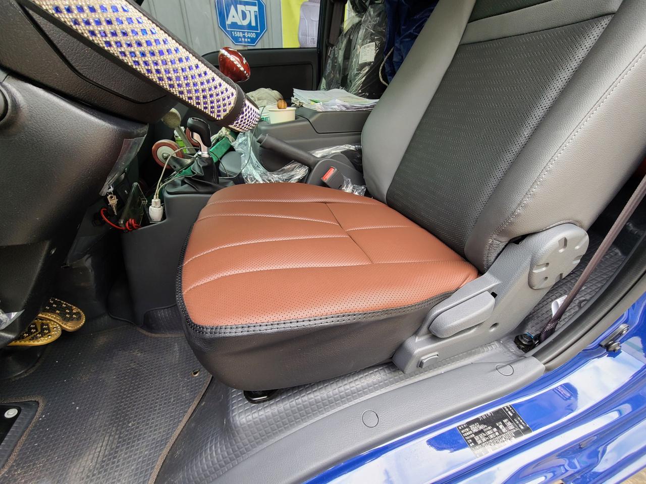 통가죽 포터2 봉고3 일체형 방석시트커버(통풍가능)