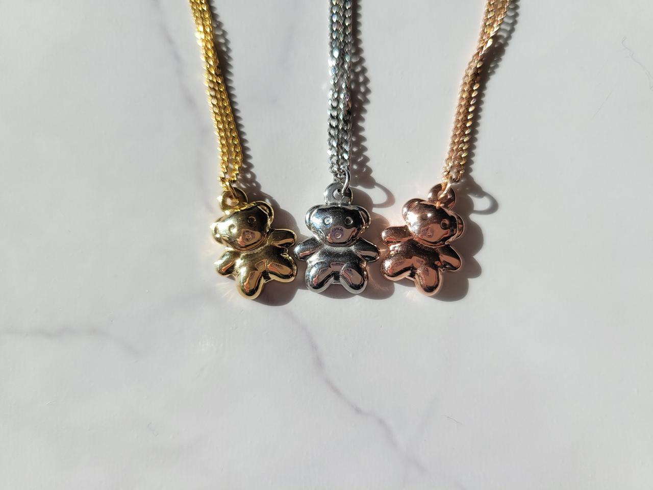 써지컬스틸 컬러 곰 팬던트 여자 목걸이