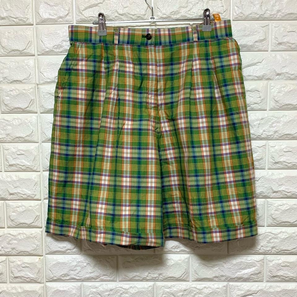 (새상품)일본 현지 구매 체크 팬츠 88 그린 반바지