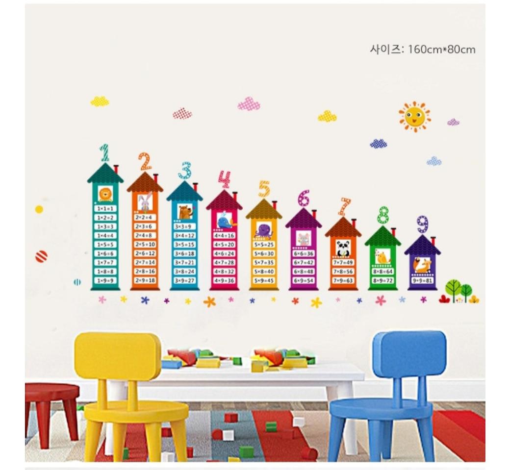 특대형 구구단포인트벽지 구구단스티커