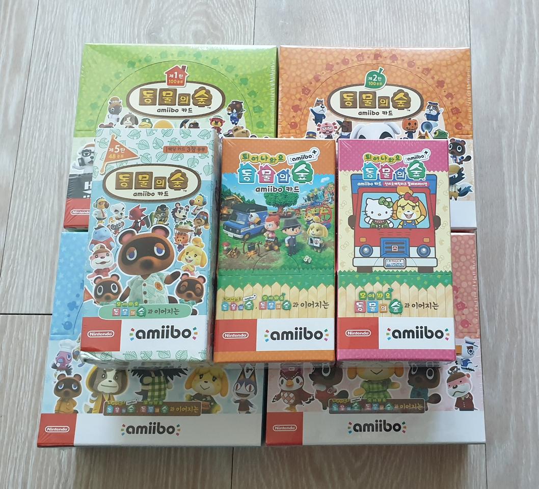 동숲 아미보 카드 전종 미개봉 박스 (1~5탄, 산리오, 캠핑카)