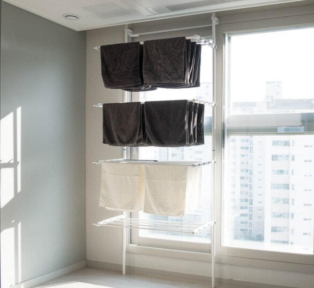 못없는 창문 창틀접이식 건조대 원룸 행거 선반 수건 운동화 애기빨래