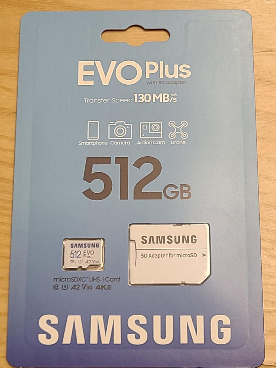 미개봉 삼성 EVO Plus 512GB 마이크로 sd 메모리카드