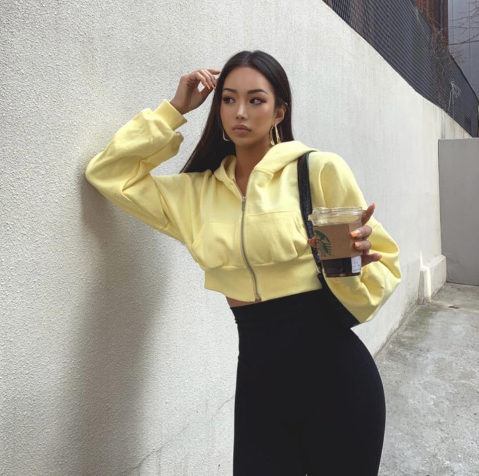 립합 크롭 후드 집업 (블랙)