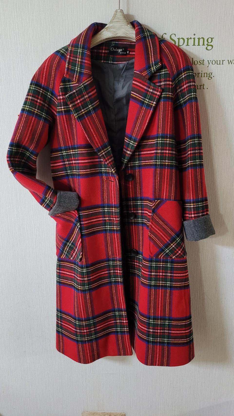 타탄체크 롱코트