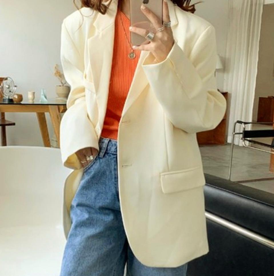 새상품) 연노랑 오버핏 봄자켓