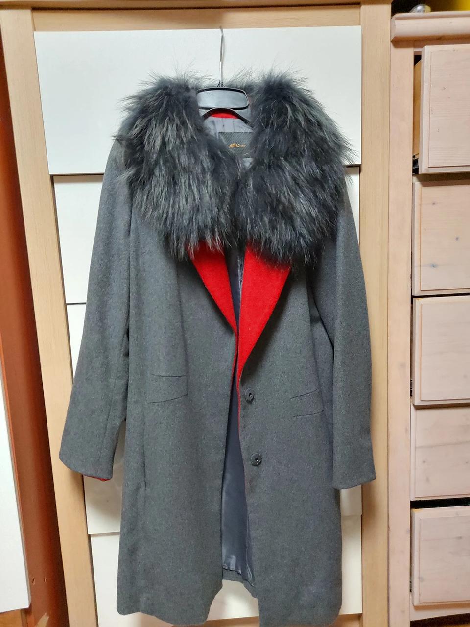 아르떼 리얼폭스퍼 카라배색 울코트