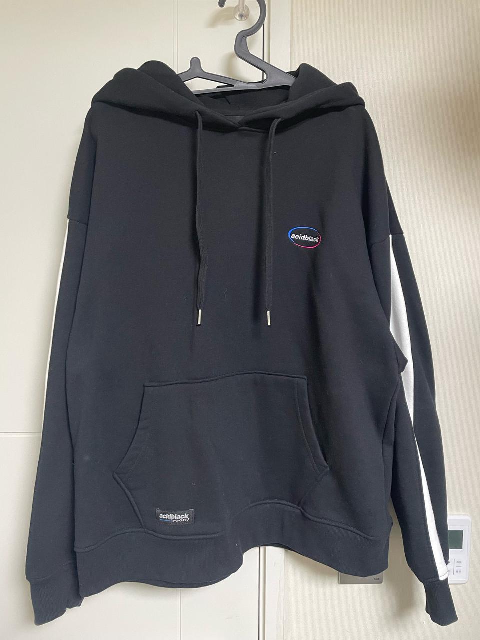 에쉬드 블랙 기모 오버핏 후드티